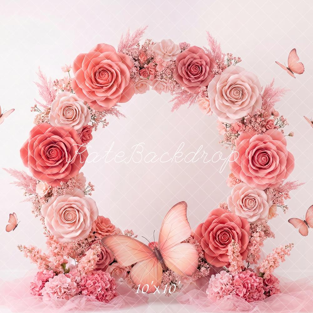 Kate Pink Roses Garland Butterfly Backdrop Designed by Patty Robert - Image 7