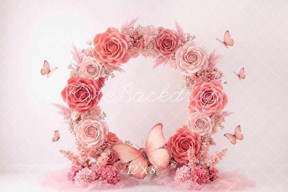 Kate Pink Roses Garland Butterfly Backdrop Designed by Patty Robert - Image 8