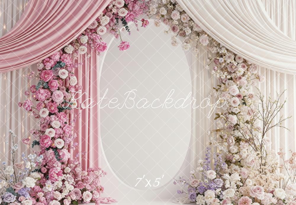 Kate Pink White Rose Arch Drapes Backdrop Designed by Patty Robert