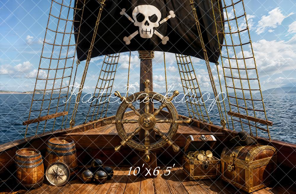 Kate Pirate Ship Helm Treasure Chest Backdrop Designed by Emetselch - Image 4