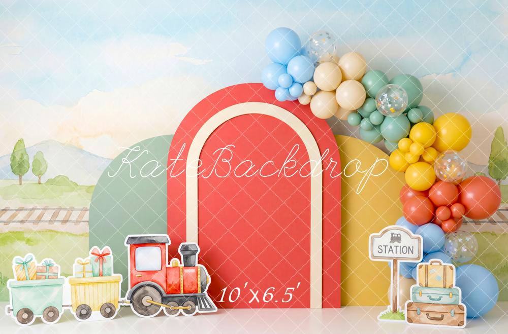 Kate Polar Train Station Balloons Pastel Backdrop Designed by Patty Robert - Image 4