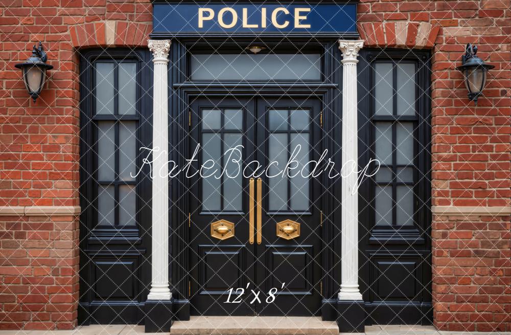 Kate Police Station Brick Wall Door Backdrop Designed by Emetselch - Image 8