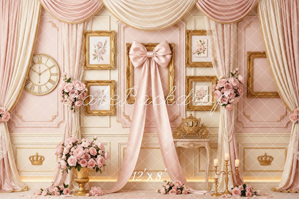 Kate Princess Pink Bow Roses Frames Fleece Backdrop Designed by Patty Robert - Image 4