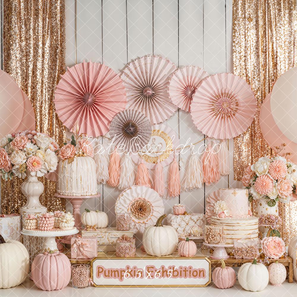 Kate Pumpkin Pink Balloons Floral Backdrop Designed by Emetselch - Image 2