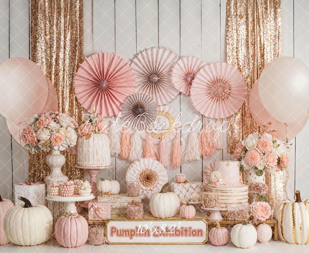 Kate Pumpkin Pink Balloons Floral Backdrop Designed by Emetselch - Image 6