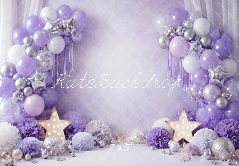 Kate Purple Balloons Star Lights Backdrop Designed by Vertigo Productions
