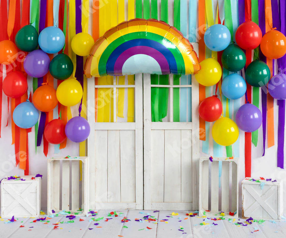 Kate Rainbow Balloons Birthday Party Backdrop Designed by Emetselch - Image 3