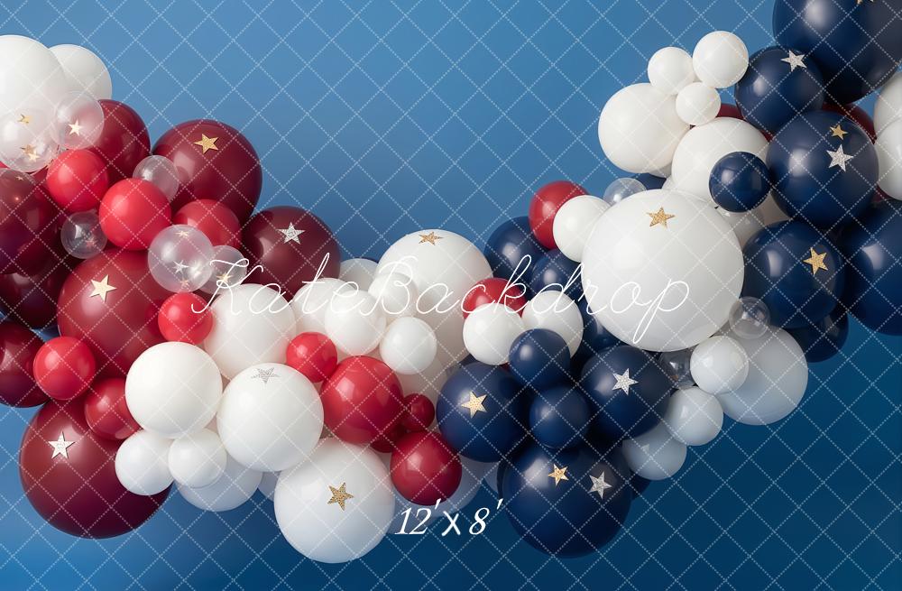 Kate Red Blue White Balloons Garland Fleece Backdrop Designed by Emetselch - Image 4