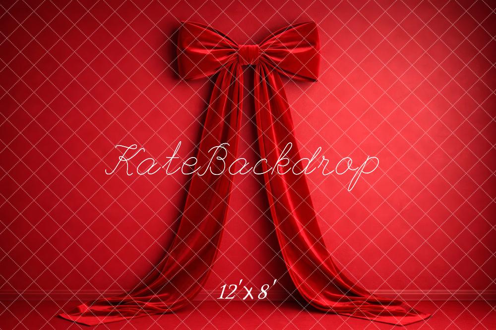 Kate Red Bow Draped Fabric Fleece Backdrop Designed by Megan Leigh Photography - Image 4