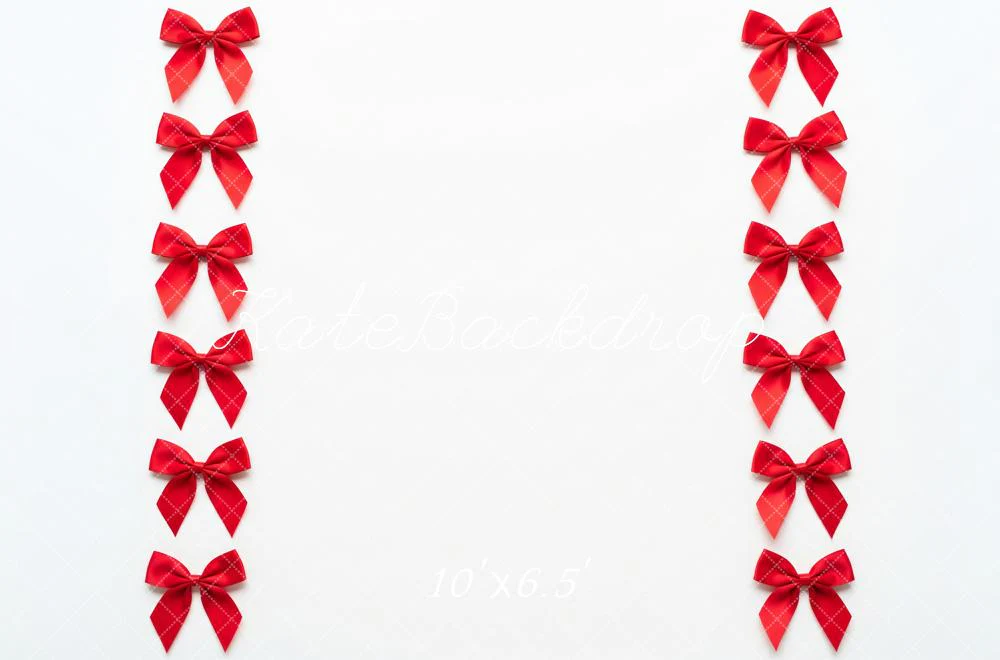 Kate Red Bows Border White Fleece Backdrop Designed by Patty Robert - Image 2