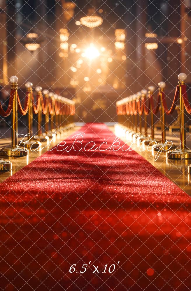 Kate Red Carpet Golden Stanchions Lights Fleece Backdrop Designed by Emetselch - Image 2