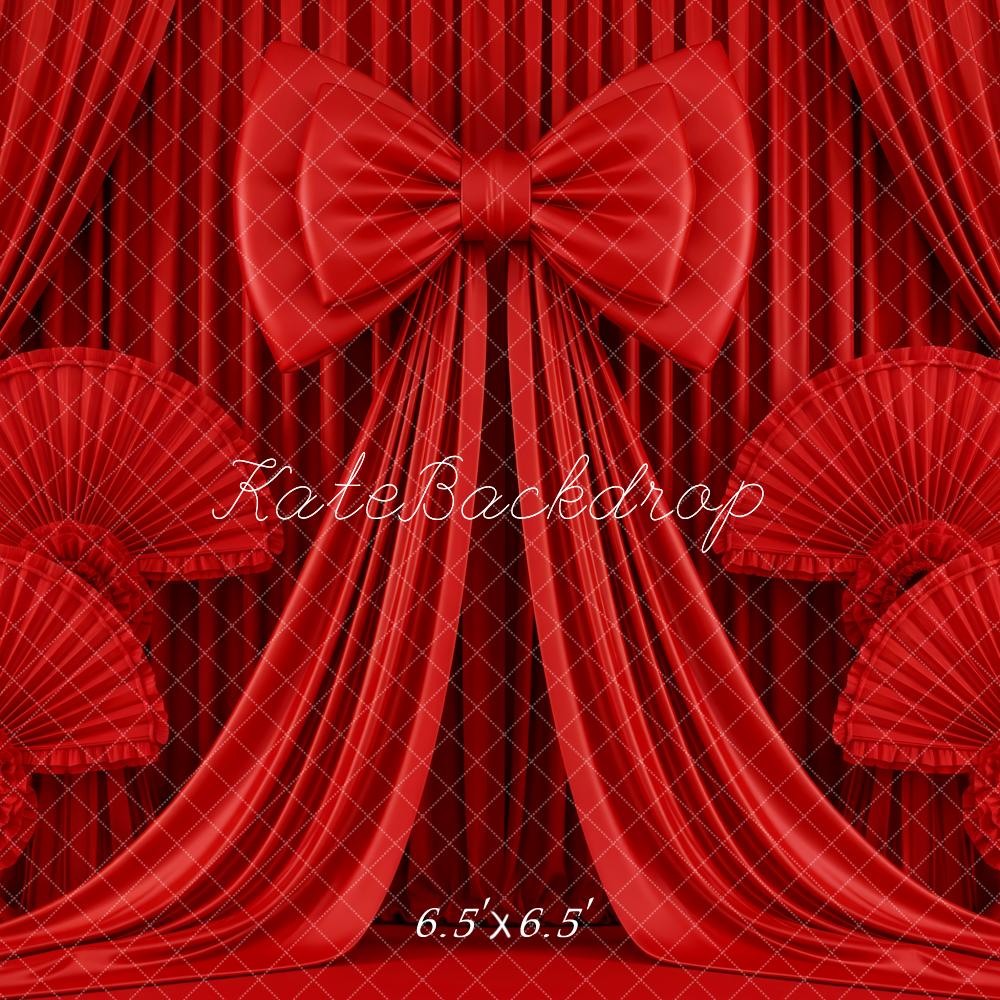 Kate Red Curtains Bow Fans Backdrop Designed by Patty Robert - Image 6