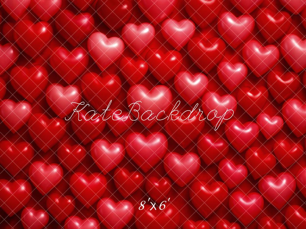 Kate Red Shiny Heart Pattern Fleece Backdrop Designed by Megan Leigh Photography