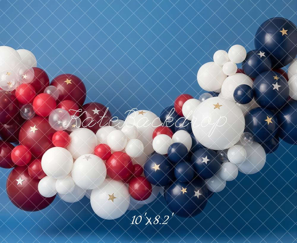 Kate Red White Blue Balloons Arch Stars Backdrop Designed by Emetselch - Image 6