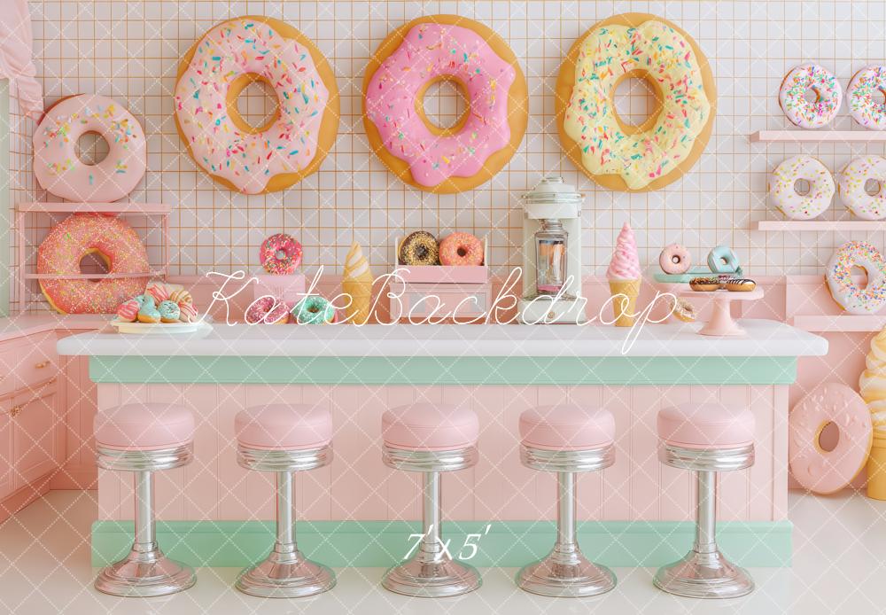 Kate Retro Diner Donuts Pastel Backdrop Designed by Patty Robert