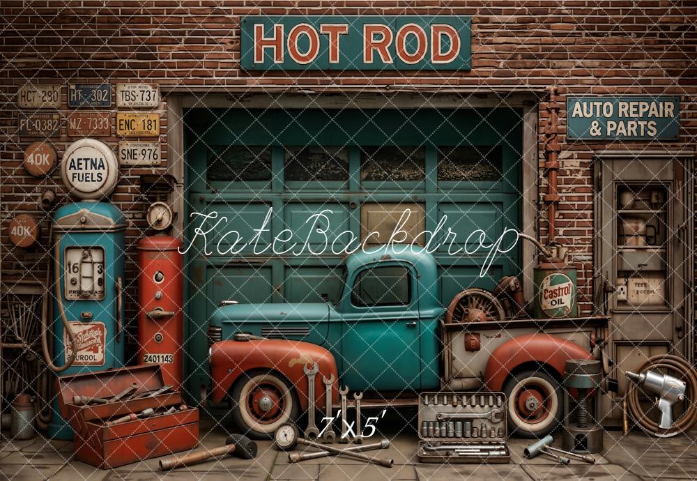 Kate Retro Garage Truck Tools Backdrop Designed by Emetselch