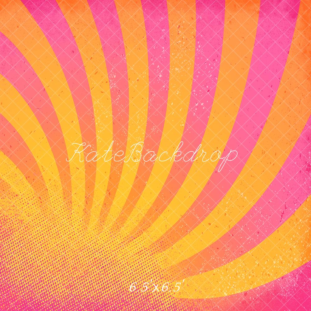 Kate Retro Pink Orange Halftone Rays Backdrop Designed by Angela Marie Photography - Image 2