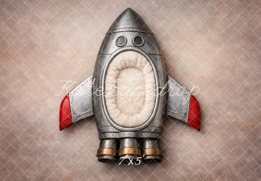 Kate Rocket Ship Red Fins Neutral Backdrop Designed by Vertigo Productions