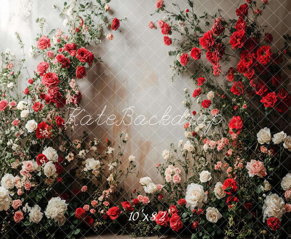Kate Romantic Flower Roses White Wall Backdrop Designed by Emetselch - Image 6