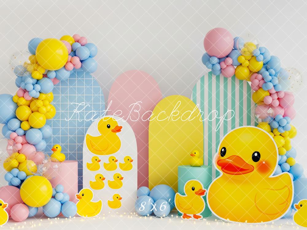 Kate Rubber Duck Balloons Pastel Panels Fleece Backdrop Designed by Patty Robert