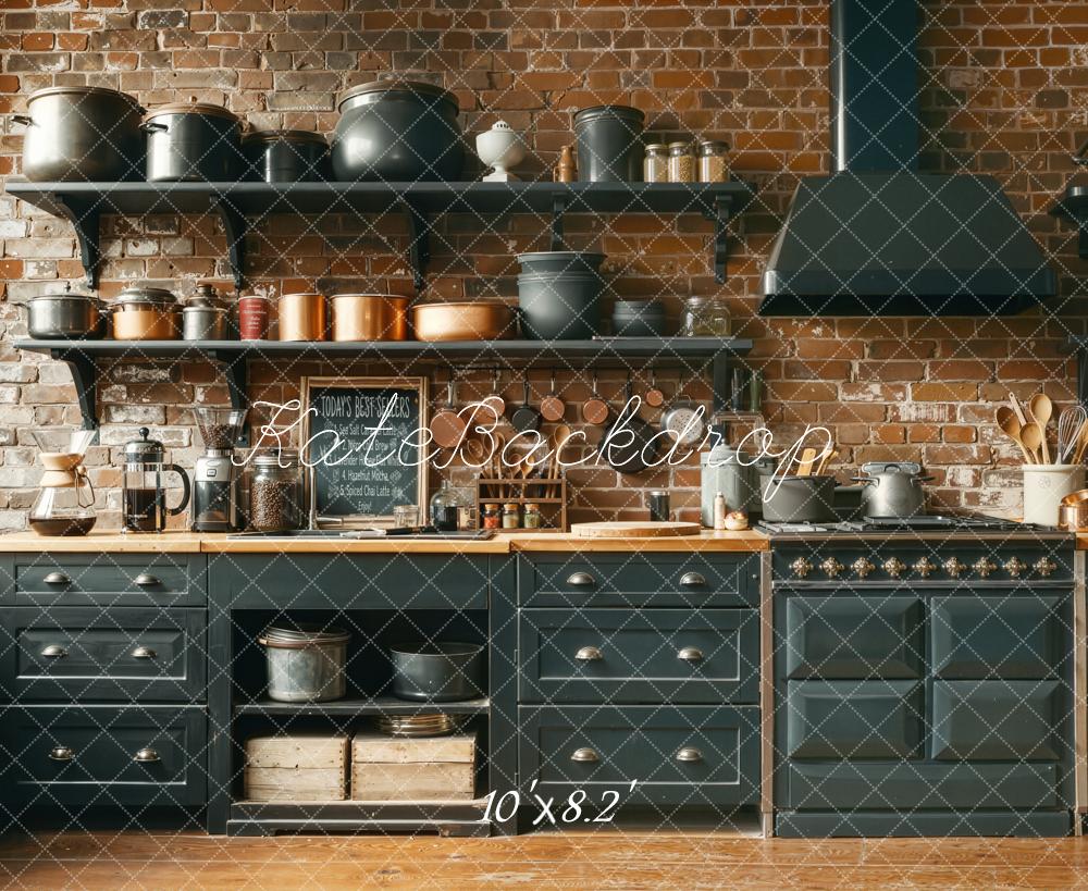 Kate Rustic Kitchen Utensils Brick Wall Backdrop Designed by Chain Photography - Image 6