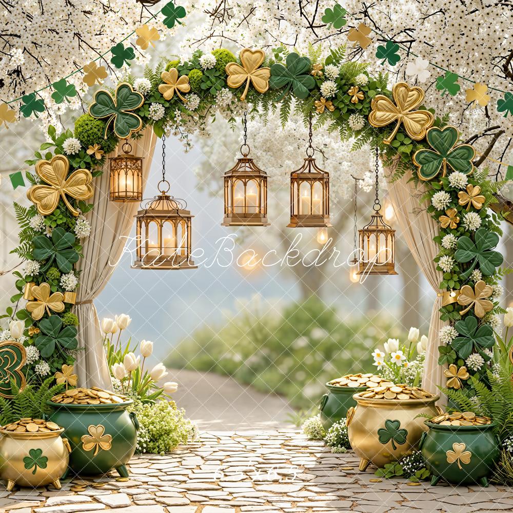 Kate Shamrock Arch Gold Pots Cobblestone Backdrop Designed by Emstselch - Image 2