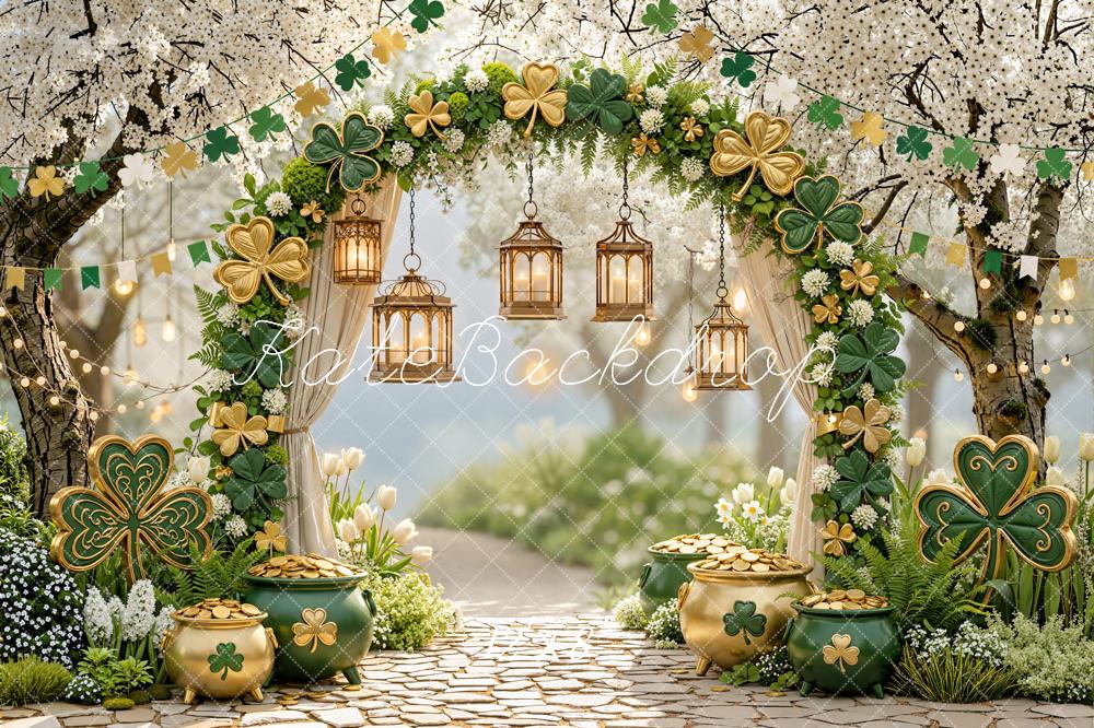Kate Shamrock Arch Gold Pots Cobblestone Backdrop Designed by Emstselch - Image 8