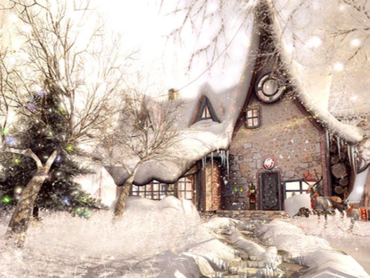 Kate Snow House Fairytale Backdrop Photography With Tree for Children - Image 2