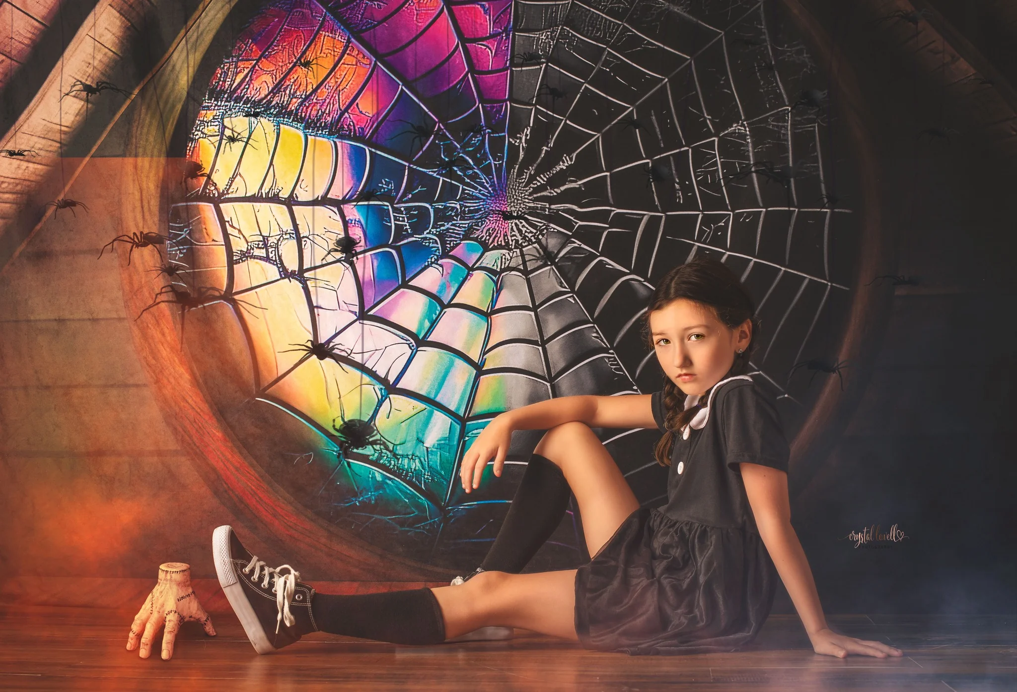 Kate Spooky Attic Room Spiderweb Window Backdrop Designed by Mini MakeBelieve - Image 5