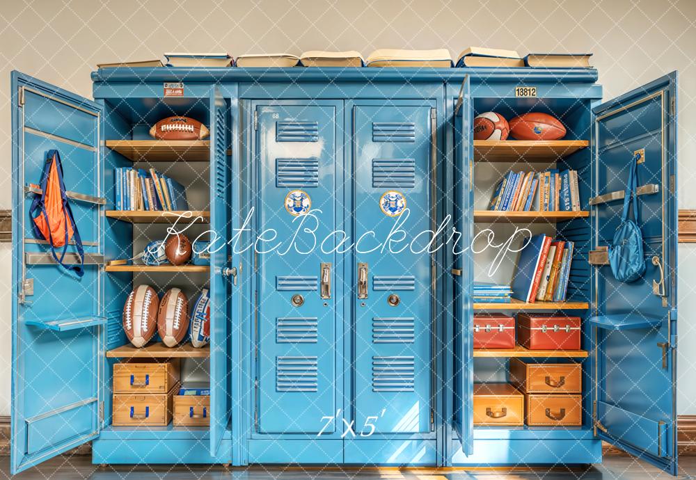 Kate Sports School Blue Locker Backdrop Designed by Emetselch