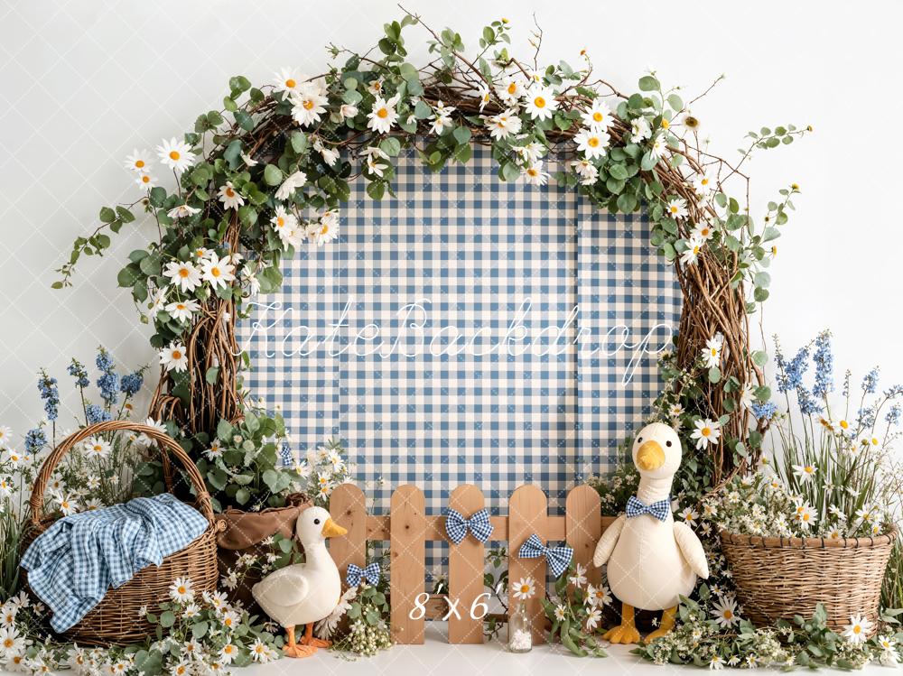 Kate Spring Arch Duck Basket Gingham Fleece Backdrop Designed by Emetselch
