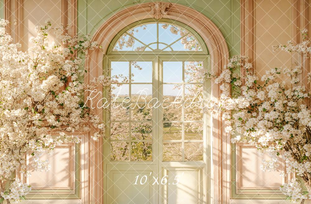 Kate Spring Arch Window Cherry Blossoms Fleece Backdrop Designed by Emetselch - Image 2
