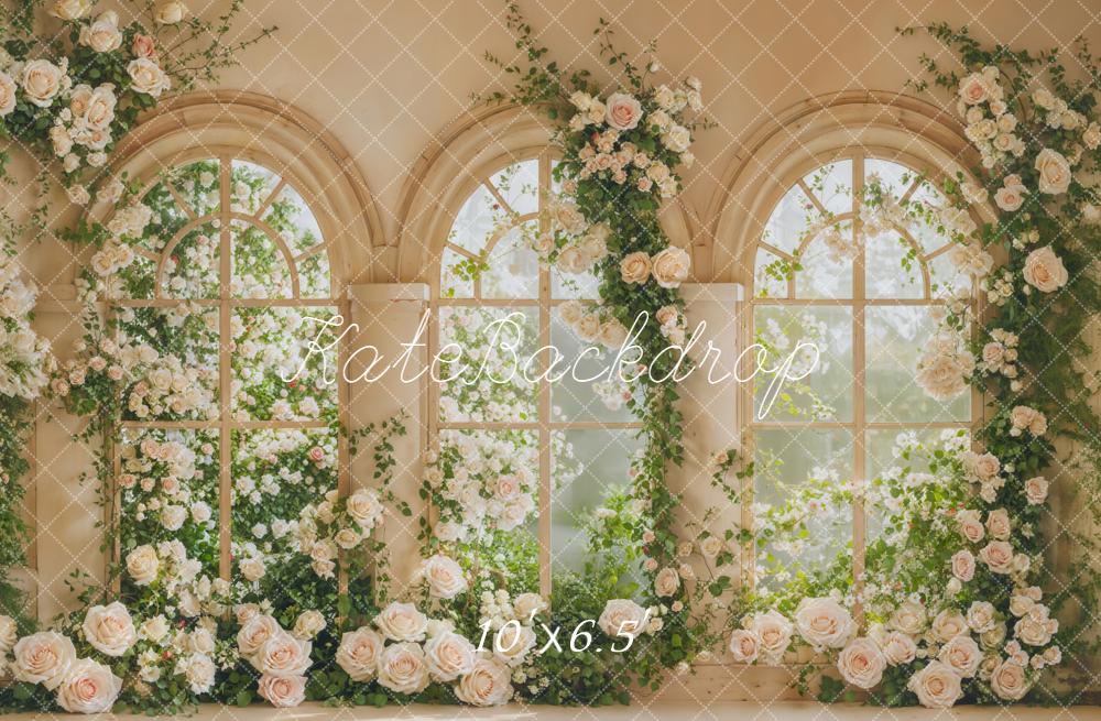 Kate Spring Arch Windows Greenery Fleece Backdrop Designed by Emetselch - Image 2
