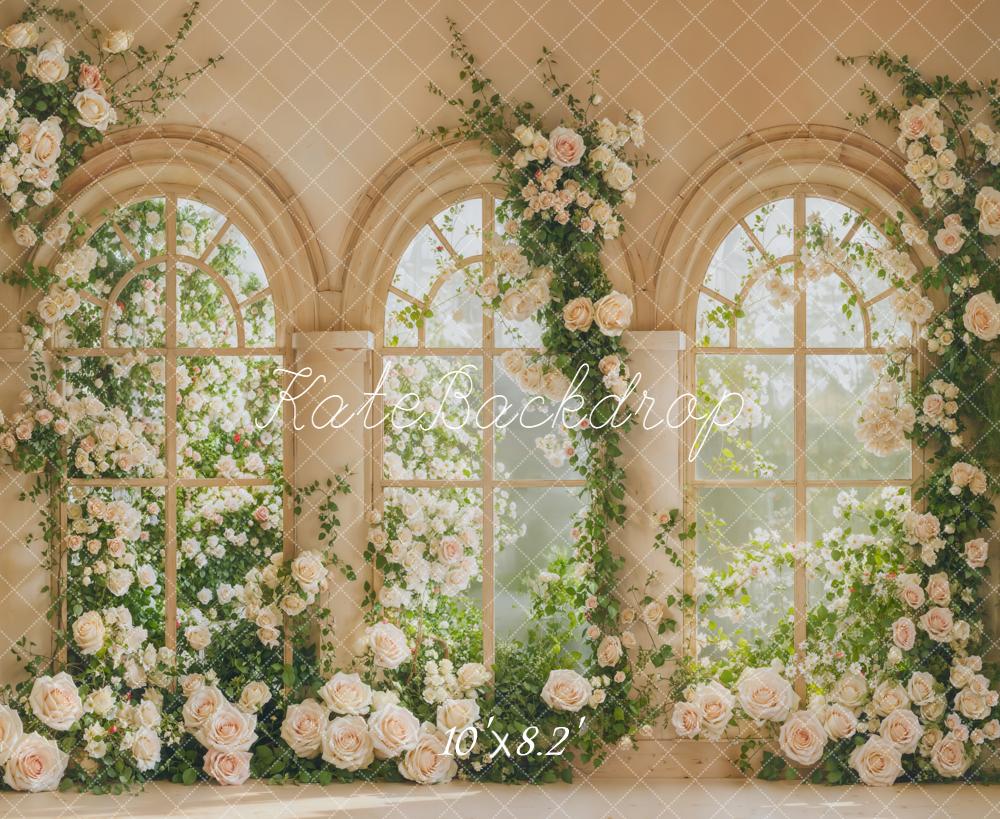 Kate Spring Arch Windows Greenery Fleece Backdrop Designed by Emetselch - Image 3