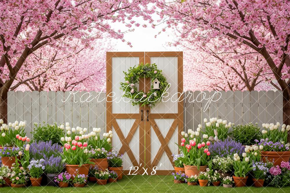 Kate Spring Blossom Garden Gate Fleece Backdrop Designed by Patty Robert - Image 4