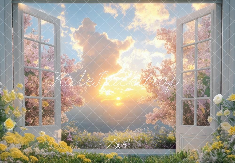Kate Spring Cloud Sunset Open Window Backdrop Designed by Mini MakeBelieve