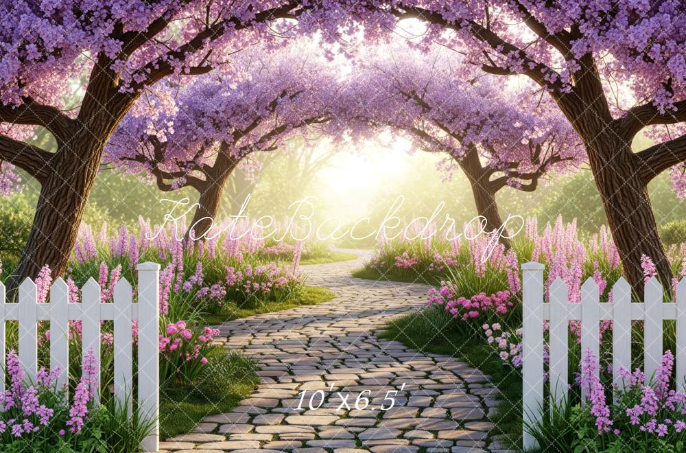Kate Spring Cobblestone Path Pink Blossoms Backdrop Designed by Patty Robert - Image 4