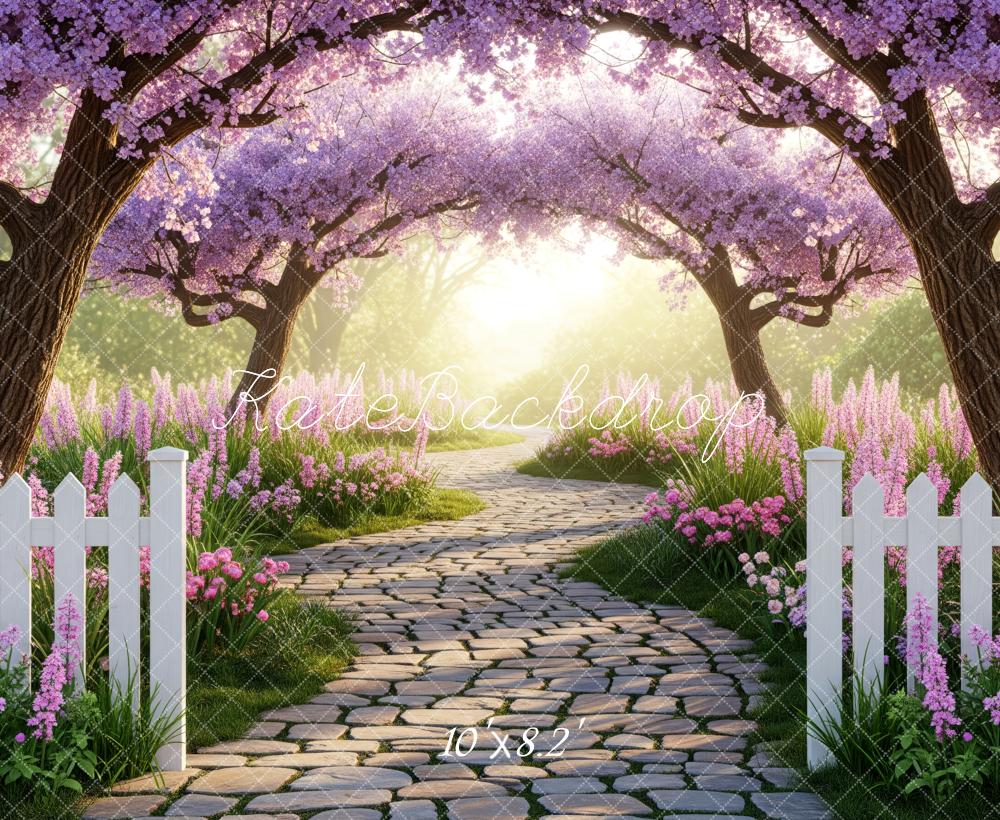 Kate Spring Cobblestone Path Pink Blossoms Backdrop Designed by Patty Robert - Image 6