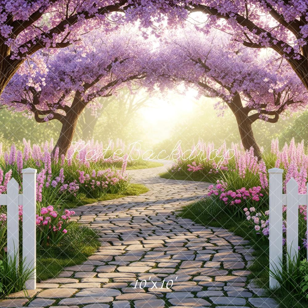 Kate Spring Cobblestone Path Pink Blossoms Backdrop Designed by Patty Robert - Image 7
