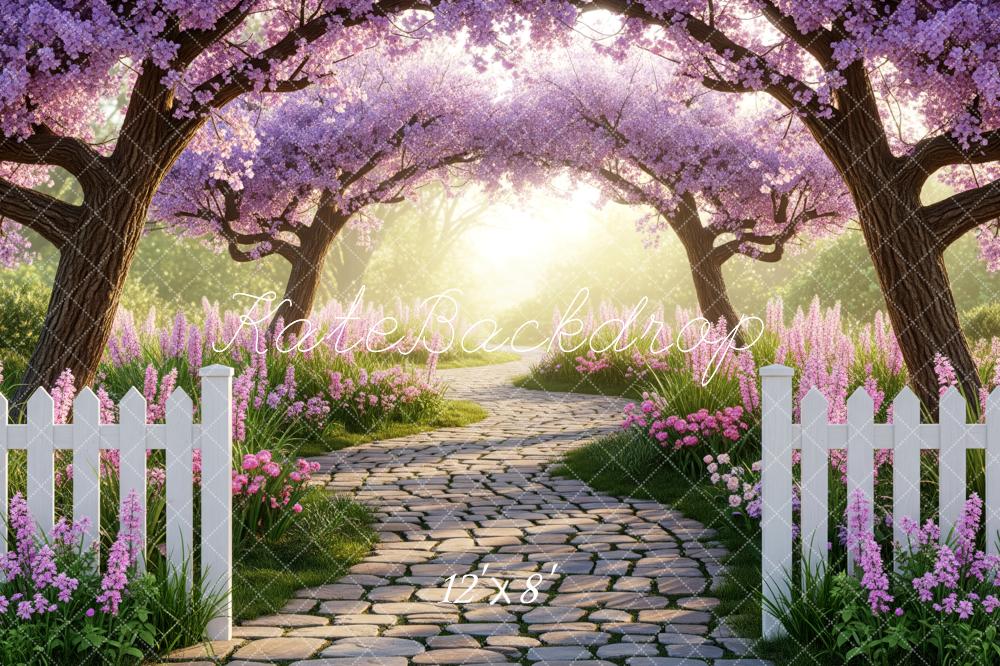 Kate Spring Cobblestone Path Pink Blossoms Backdrop Designed by Patty Robert - Image 8