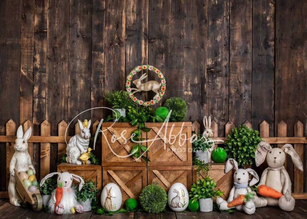 Kate Spring/Easter Eggs Dark Wood Backdrop Designed By Rose Abbas