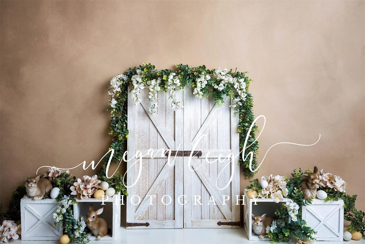 Kate Spring\Easter Neutral Bunnies Backdrop Designed by Megan Leigh Photography