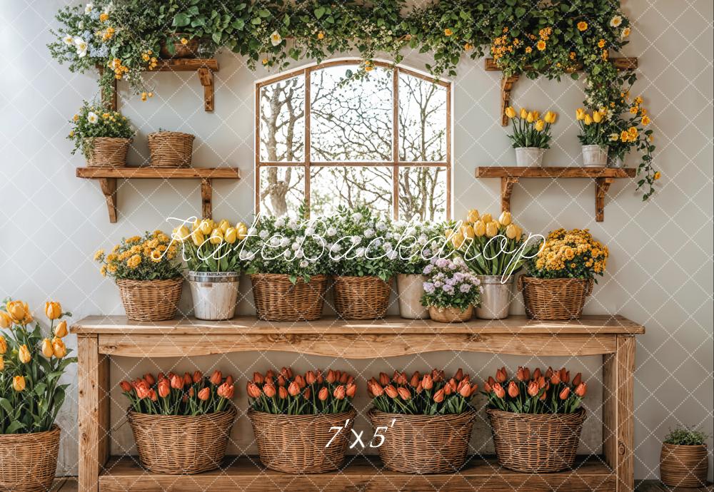 Kate Spring Floral Tulip Baskets Backdrop Designed by Emetselch