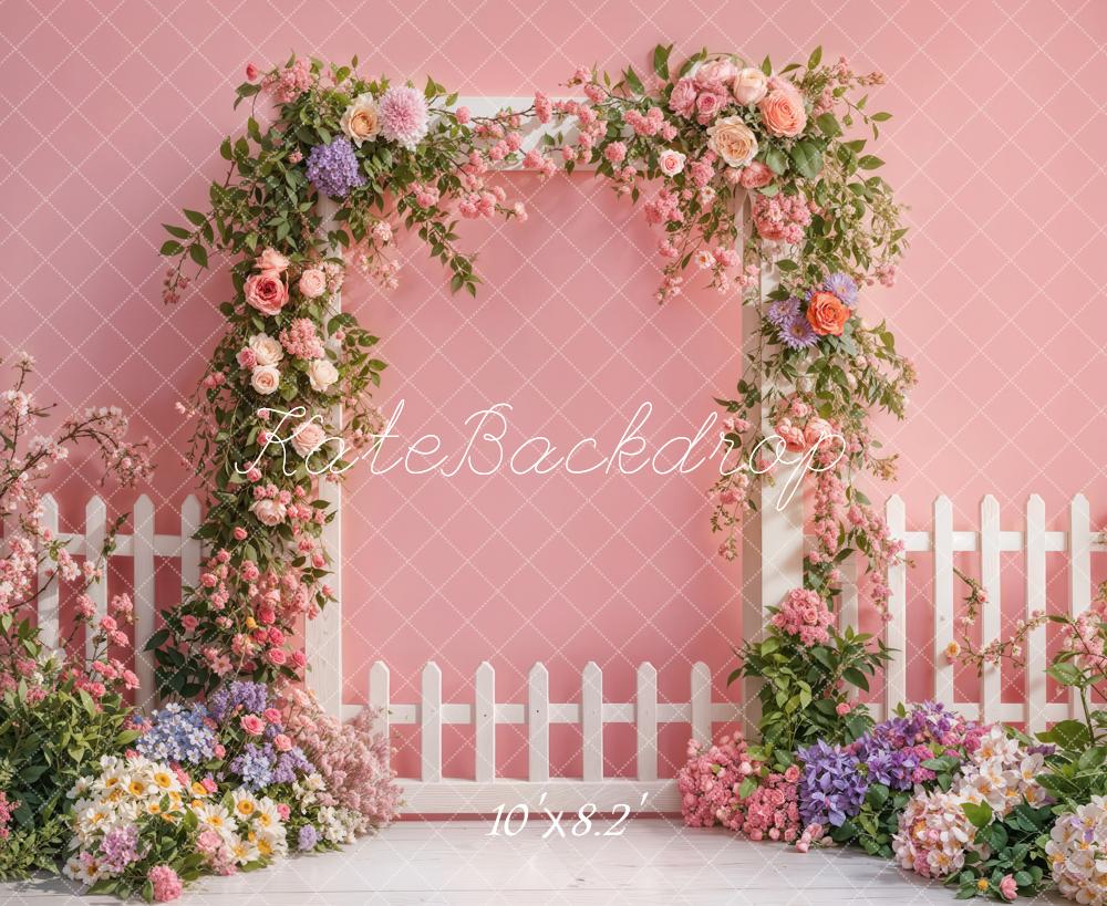 Kate Spring Flower Arch Fence Pink Backdrop Designed by Emetselch - Image 5