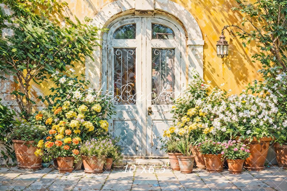Kate Spring Flower Yellow Wall Arched Door Backdrop Designed by GQ - Image 4
