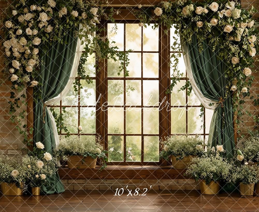 Kate Spring Garand Window Brick Wall Greenery Backdrop Designed by Emstselch - Image 6