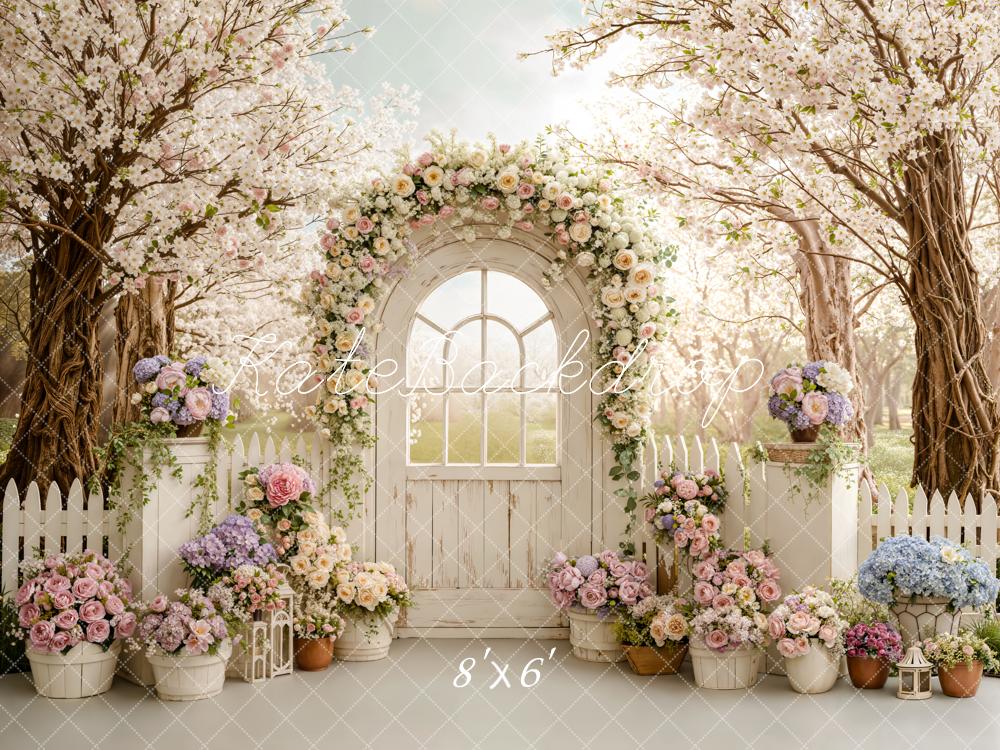 Kate Spring Garden Arch Gate Blossoms Fleece Backdrop Designed by Emstselch
