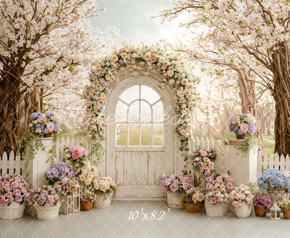 Kate Spring Garden Arch Gate Blossoms Fleece Backdrop Designed by Emstselch - Image 3