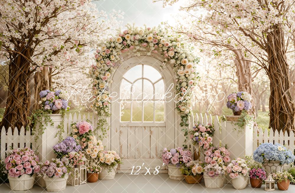 Kate Spring Garden Arch Gate Blossoms Fleece Backdrop Designed by Emstselch - Image 4