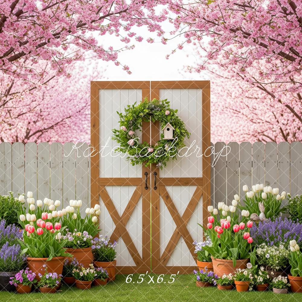 Kate Spring Garden Gate Blossoms Pots Backdrop Designed by Patty Robert - Image 2